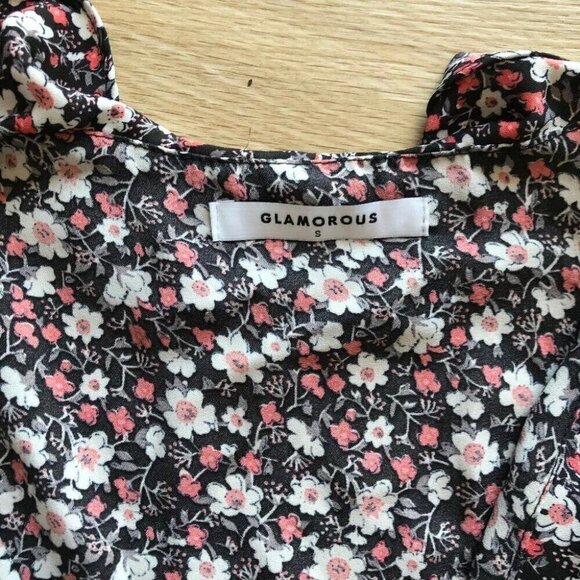 Whimsigoth Wrap Blouse Small Ruffle Bell Sleeve Moody Floral - Picture 5 of 13